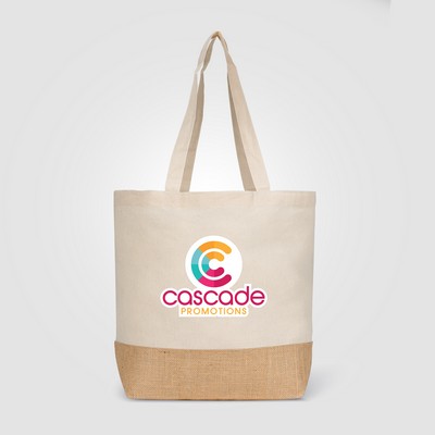 Rio™ Shopper Tote Bag - 5 oz. Recycled Cotton Blend with Jute - Heat Transfer