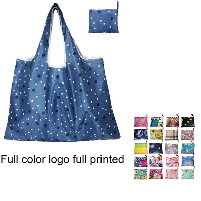 Full Color Folding Tote Bag with Carrying Pocket