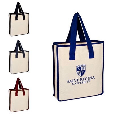 Canvas Shopping Bag with Colored Handles