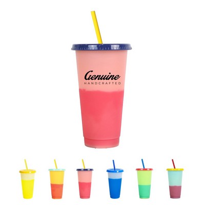 24oz Color-Changing Stadium Tumbler with Splash-Proof Lid & Straw