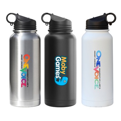 Summit 32oz Double Wall Vacuum Insulated 18/8 Stainless Steel Bottle (Black)