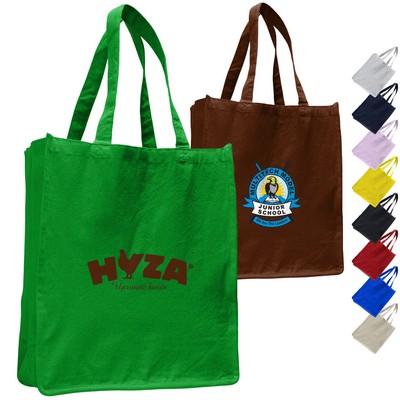 Large Book Cotton Canvas Tote Bag w/Reinforced Sides (14"x17"x7")