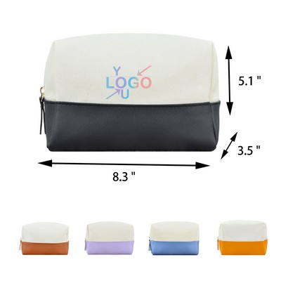 Color Block Cotton Cosmetic Pouch for Essentials