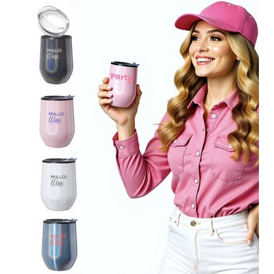 12 Oz. Beautiful Iridescent Stemless Wine Glass Stainless Steel