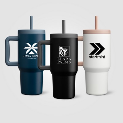 Grosche Aspen Stainless Steel Triple-Wall Insulated Straw Mug - 32oz - Silkscreen