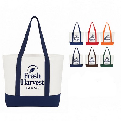 Two-Tone Boat-Shaped 12oz Cotton Canvas Tote Bag