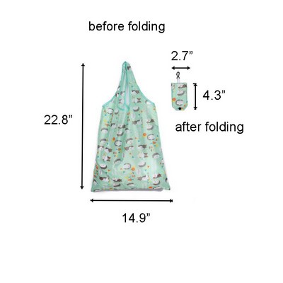 Full Color Eco-friendly Foldable Polyester Shopping Tote Bag -14.9"x22.8"