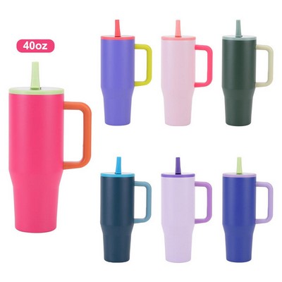 40oz Stainless Steel Leak Proof Double Wall Vacuum Insulated Travel Mug Tumbler with Handle