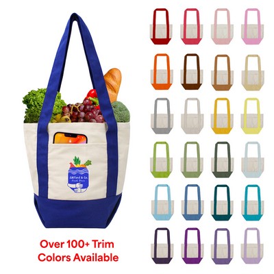 Custom 10 Oz Mini Cotton Canvas Boat Tote (100+ Trim Handle Colors to Choose)