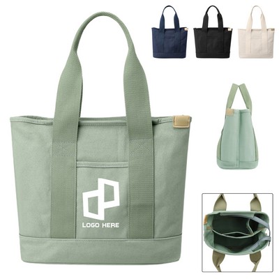 Canvas Tote Bag W/ Multi Inner Pockets
