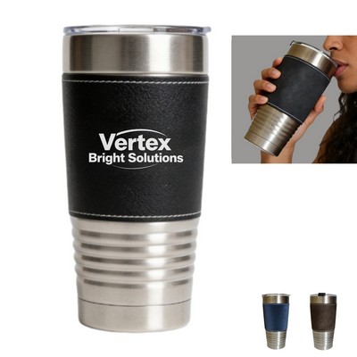 PU Leather Grip Travel Mug, 20 oz