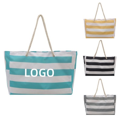 Striped Canvas Tote Bag
