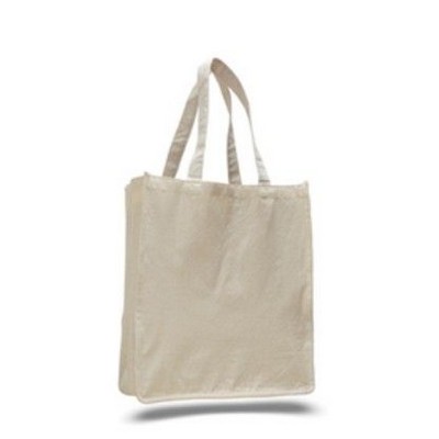 Cotton Canvas Everyday Grocery Shopper Tote Bag w/Self Fabric Handles