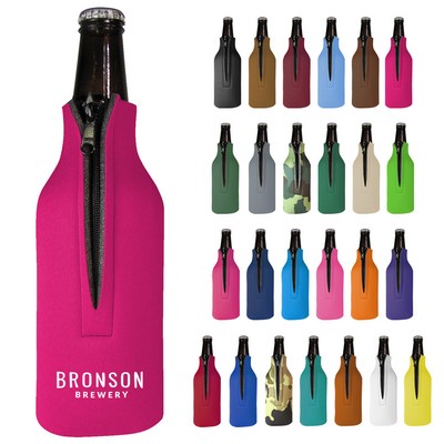 Bottle Cooler w/Zipper (Screen Printed)