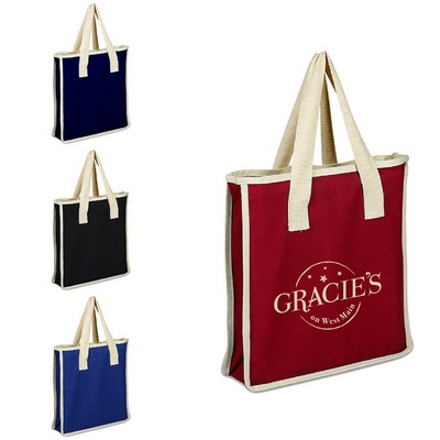 Colored Canvas Shopping Bag w/Natural Handles