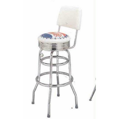 Double Chrome Ring Bar Stool w/Back- Seat Logo