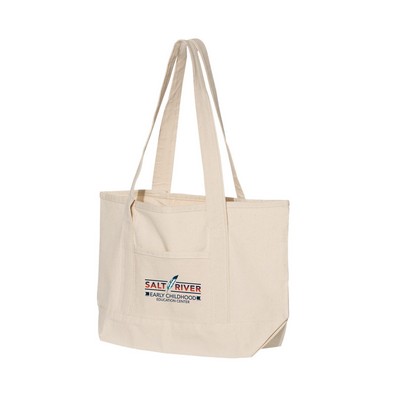 12 Oz. Small Natural Heavy Canvas Deluxe Pocket Tote Bag