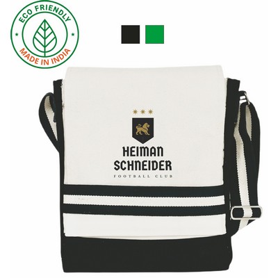 Premium 16 oz Canvas Messenger Bag | Crossbody Laptop Travel Black (12x14x3)