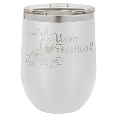 White Polar Camel™ 12 oz Stemless Wine Tumbler with a Clear Lid