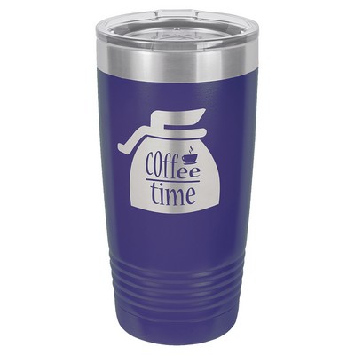 Polar Camel 20 oz. Purple Vacuum Insulated Ringneck Tumbler with Clear Lid